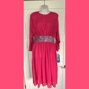 Vintage 1980s NWT Hot Pink Sequin Disco Barbiecore Dress